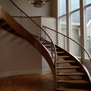 Escalera espiral de madera de acero para interiores, estándar australiano, personalizada, de hierro forjado