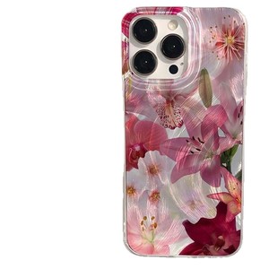 Nuova <span class=keywords><strong>Cover</strong></span> per <span class=keywords><strong>iPhone</strong></span> 17 16 15 14 Pro Max con Farfalla, Orchidea, Giglio Bianco e Rosa Chiaro, Piuma Argentata e Foro Grande - Product Image 6