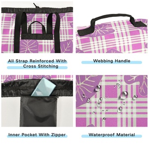 Panier à linge portable de grande taille avec motif Hawaï Pink Palaka, sac à dos à linge imprimé Aloha Kalo avec bretelles - Product Image 2