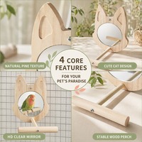 Ensemble de perchoirs miroir en bois pour oiseaux, design écologique, mignon et tendance, forme rectangulaire, installation facile, universel pour les oiseaux