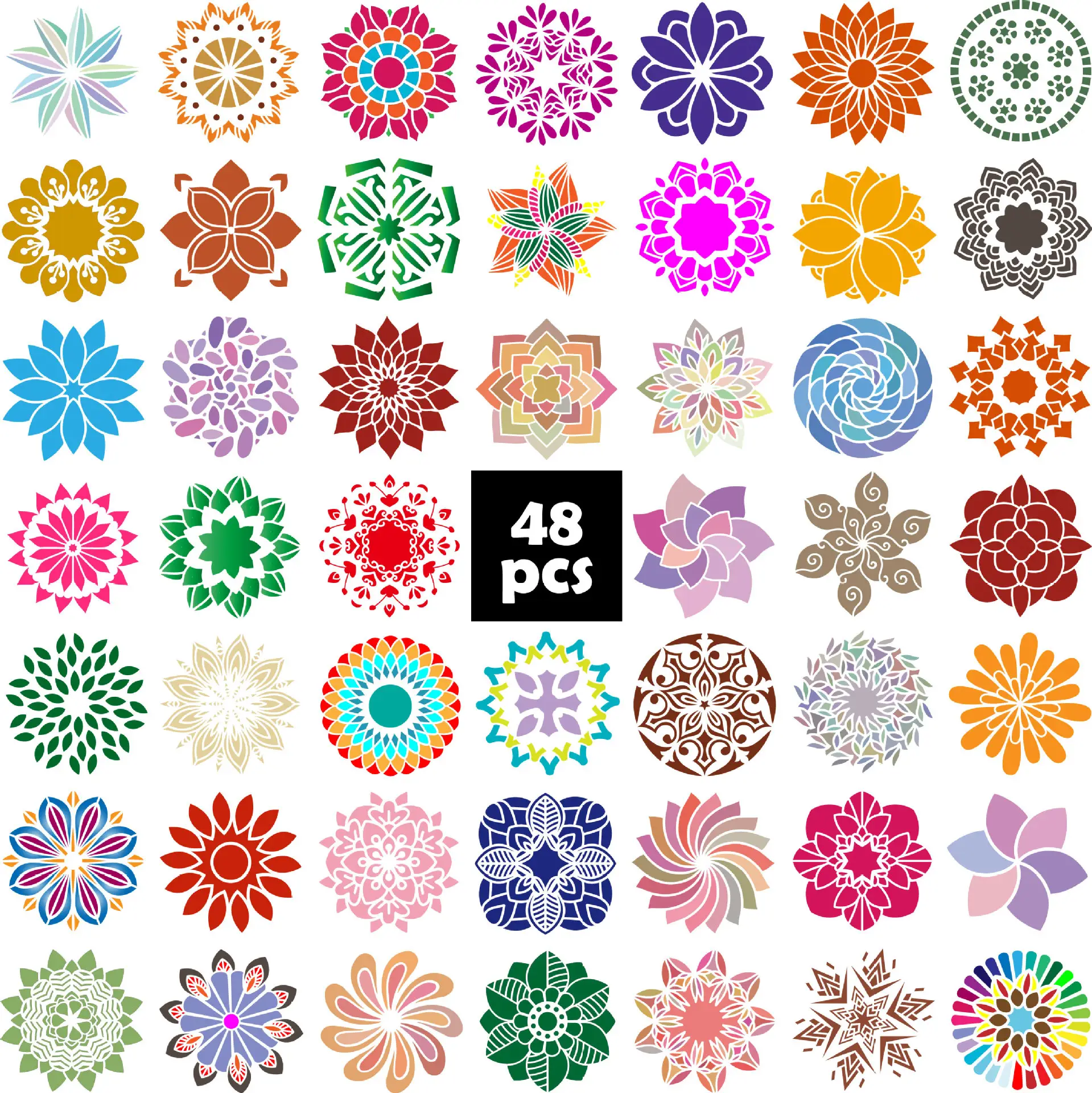 Şablon tasarımları çizim çiçek Mandala Stencil Notebook Stencil sanat seti