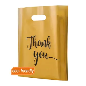 Extra Dikke Gouden Merchandise Tassen Custom Plastic Verpakking Dank Je Zakken Voor Boutique Goodie Bags Party Winkels Kleding