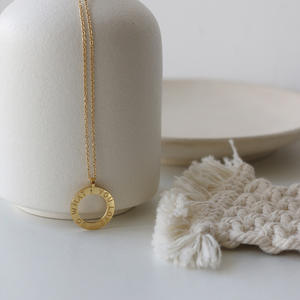 Collier Chic <span class=keywords><strong>en</strong></span> acier inoxydable pour femme, avec lettres gravées, banane, nuit, amour, or, dorure, cercle, clavicule - Product Image 3