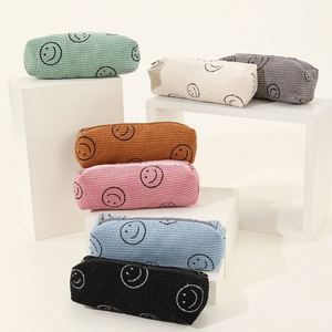 Sac en velours côtelé grande capacité pour pinceaux de maquillage, sac de voyage preppy, pochette souriante, certifié BSCI - Product Image 1