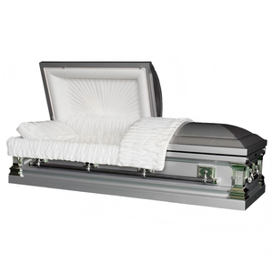 Fornitura di fabbrica OEM H-quality L-price durevole personalizzabile 1 anno di garanzia funebre di sepoltura stile americano bara di ferro - Product Image 3