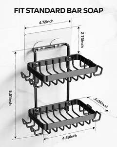 <span class=keywords><strong>Porte</strong></span>-<span class=keywords><strong>savon</strong></span> <span class=keywords><strong>à</strong></span> deux niveaux adhésif, en acier inoxydable pour mur de <span class=keywords><strong>douche</strong></span>, <span class=keywords><strong>porte</strong></span>-<span class=keywords><strong>savon</strong></span> pour salle de bain, noir - Product Image 4