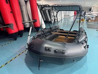 Bateau robuste RSA-HD420 gris foncé de 420 cm avec plancher flottant détachable, renfort et échelle