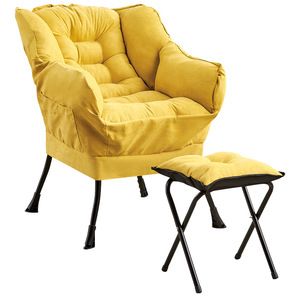 Comfy Lounge Arm <strong>Chair</strong> and Footrest Stool <strong>Set</strong> Single Fabric Sofa Armchair Upholstered Velvet <strong>Barrel</strong> Accent <strong>Chair</strong> with <strong>Ottoman</strong> - Product Image 1