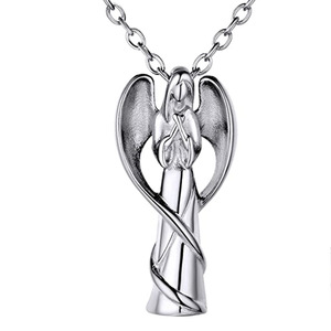 Gold Plated Stainless Steel Christian Angle Wings Urn <b>Ash</b> Pendant <b>Necklace</b> with Link Chain <b>for</b> Party Cremation Jewelry - Product Image 1
