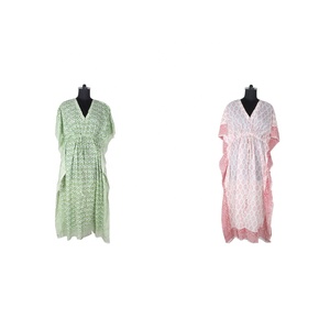 Multi Colored Beachwear Free <b>Size</b> Printed Long <b>Kaftans</b> - Product Image 1