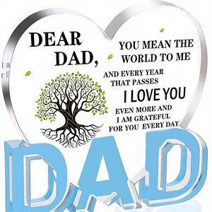 Acryl-Herzplakette mit Baumgrafik - Vatertag Geburtstag Valentinstag Weihnachtsgeschenke für Papa Ehefrau - 3,9x3,7 Zoll Erinnerungsgeschenk - Product Image 1