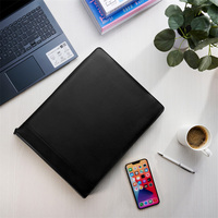 Porte-chéquier en cuir PU et polyester avec pochette zippée, grande poche pour tablette, organiseur de documents/cartes, classeur de chèques, option logo personnalisé