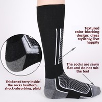 WRELS Chaussettes de ski unisexes à fond épais en tissu éponge, chaussettes de ski chaudes pour l'hiver, chaussettes longues pour la randonnée en plein air, chaussettes à séchage rapide résistantes au froid