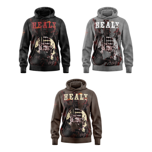 Healy Sportswear Hombres Sin cuerda Algodón Zip up Hoodie Chenille OEM Bordado Hoodie Custom Acid Wash Drop Shoulder Hoodie Skulls - Product Image 6