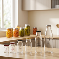 Bouteille en verre vide de 150 ml, transparente, avec bouchon à vis en métal, pour jus, boissons, lait, 100 ml, 200 ml, 250 ml, 500 ml, 1000 ml