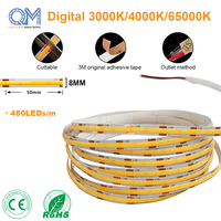 Bande lumineuse LED COB de 24 m (80 pieds) blanc chaud, haute luminosité, indice de protection IP65, pour utilisation en jardin