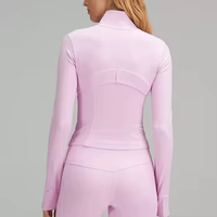 OEM veste de fitness et de gymnastique extensible à fermeture éclair complète pour femmes, sensation de nue, veste de yoga à manches longues avec trou pour le pouce, ensembles de style imprimé