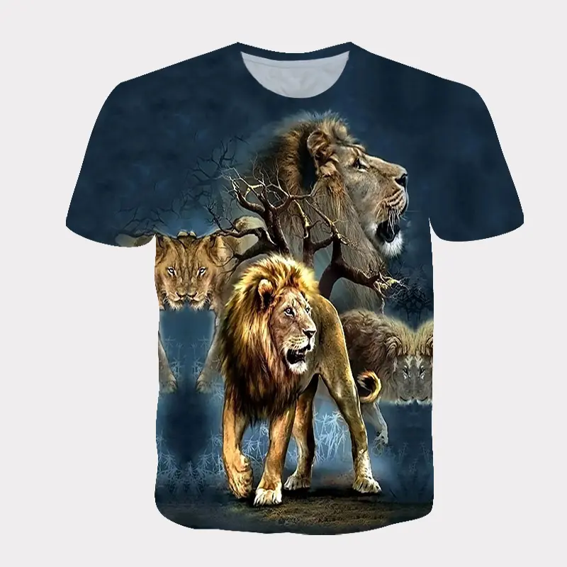 2023 livraison rapide usine moins cher conception animale tête de Lion 3D hommes et femmes mode personnalité courte impression numérique T-Shirts