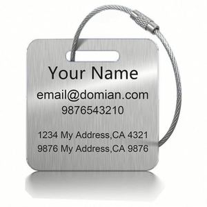 Custom Logo <b>Luggage</b> Tags Wholesale, Stainless Steel Label Tag with <b>Strap</b>, Low MOQ for Hotel & Corporate Gifts - Product Image 3