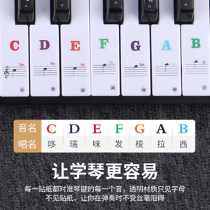 Piano Keyboard Sticker With Notes And Solfege For 88 61 54 49 Keys Transparent <b>Musical</b> <b>Instrument</b> Accessory - Product Image 1