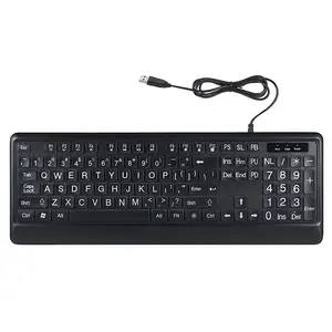 Kozh New Mewmewcat Usb Letter Print Tri-Color Interface Large Letter Wired Backlit Computer Keyboard With Enlarge Secondary