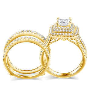럭셔리 쥬얼리 웨딩 925 스털링 실버 링 세트 여자 비쥬 약혼 성명 아이스 아웃 여성을위한 Moissanite 반지