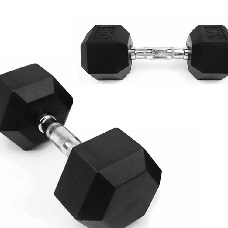 Hot Sale rubber cast dumbbell Equipment Exercise Bodybuilding Training Equipment Rubber Hex Dumbbell free weights