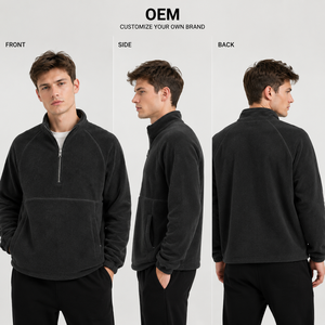 Veste polaire pour homme avec logo personnalisé OEM, style vintage rétro, pull à demi-zip, manteau thermique épais - Product Image 2