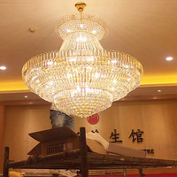 Lustre en cristal doré à plusieurs niveaux en forme de bol, grande lampe suspendue pour la décoration intérieure des salles de mariage et de banquets