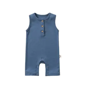 Custom Logo Skin-friendly plain solid color infants clothes newborn baby short sleeve jumpsuit body suit for babies