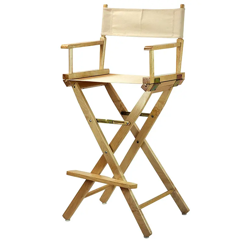 Manufacturer Supplier's 44-Inch Heavy-Duty Wood Folding Makeup Chair Custom Printed High Mac Logo Outdoor Beach Use Canvas