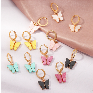 <span class=keywords><strong>Boucles</strong></span> <span class=keywords><strong>d</strong></span>'<span class=keywords><strong>oreilles</strong></span> Huggie papillon en acrylique, couleur bonbon, nouveau, bijoux en forme de goutte, - Product Image 2