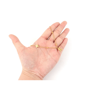 Collier pendentif boule étoile en acier inoxydable étanche à la mode avec cadeau de chaîne de corde pour les femmes d'Inde - Product Image 2