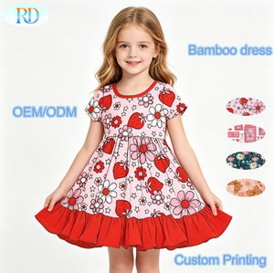 <span class=keywords><strong>Robe</strong></span> Courte à Manches Courtes Ruidian Nouvelle Collection en Gros pour Enfants, <span class=keywords><strong>Robe</strong></span> Décontractée en Bambou pour Petites Filles, Vêtements d'Été pour Tout-Petits - Product Image 1