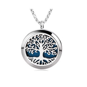 Collar Difusor de Aceites Esenciales de Acero Inoxidable con Árbol de la Vida Dorado, Medallón para Perfume, Colgante de Aromaterapia - Product Image 2