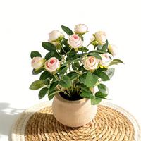 Bunga Artifisial Grosir Dekorasi Pernikahan Rangkaian Bunga Tanaman Pot Artifisial Mawar Artifisial Sentuhan Realistis Ornamen