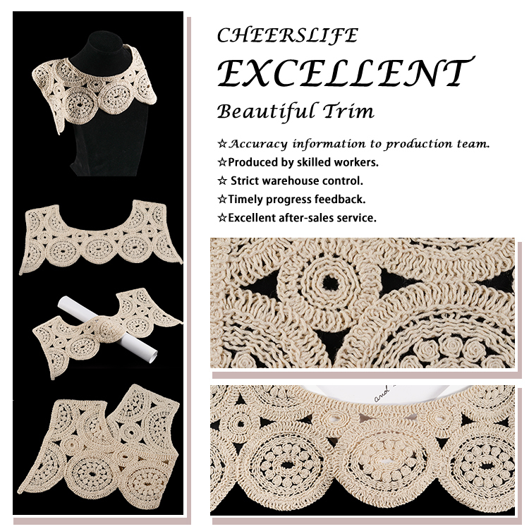 New Designs Luxury White Round Embroidery Neck Lace Applique Patch Trimmings Shawl For Clothing Accessories