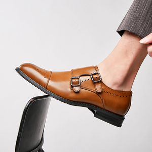 Chaussures habillées de luxe pour hommes, style britannique, à enfiler, en cuir véritable, grandes tailles, pour mariages d'automne - Dropshipping - Product Image 5