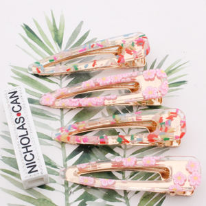 YIYI आईएनएस एक्रिलिक hairclip पारदर्शी फूल बाल क्लिप रंगीन कैंडी देवियों फूल सैंडविच बाल के लिये कांटा बच्चों के लिए विशेष - Product Image 1