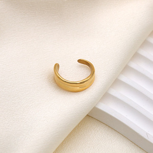 Geometric Open Double Layer <b>Titanium</b> Steel <b>Ring</b> For Women Gold Color Index Finger Jewelry Gift Fashion Accessory - Product Image 2