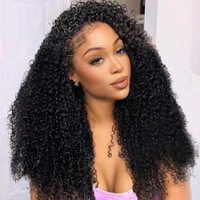 Perruque Lace Front Kinky Curly Noire 16-30 Pouces, Peut Être Permanente/Teintée, Sublime la Forme du Visage, Vente Directe Usine