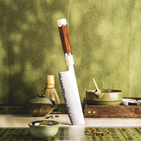 Couteau de cuisine Nakiri de 6,5 pouces, version chinoise de l'acier en poudre M390/PM204, couteaux Nakiri, manche en bois Mkuruti et imitation ivoire