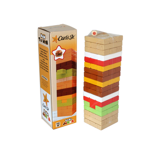 Ensemble de jeu de tour de culbutage en bois coloré 51 pièces 54 pces tour de culbutage d'impression de numéro avec des dés et des cartes de pénalité pour le plaisir de table - Product Image 5