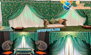 <b>Embroidered</b> Sangeet Event Backdrop <b>Curtains</b> Sangeet Stage <b>Embroidered</b> Paisley Backdrops Bright & Beautiful Backdrop <b>Curtains</b> - Product Image 3