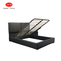 Lit de Rangement pour Mobilier de Maison Démonté, Capitonnage et Cadre en Métal avec Vérins Hydrauliques Obliques à Poussée