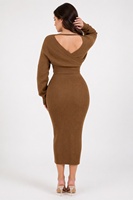 Ensemble deux pièces en tricot côtelé pour femme grande taille, design personnalisé, manches longues, col en V, coupe ajustée, hiver, Noël, viscose, tailles grandes