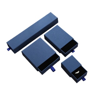 Drawer Style Luxury Jewelry <b>Box</b> Custom logo Rigid Simple Style Slider Jewelry <b>Box</b> <b>Small</b> Paper <b>Gift</b> <b>Box</b> with Velvet Sponge Lining - Product Image 1