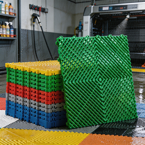 Heavy Duty Anti-Slip PP <b>Plastic</b> Interlocking Floor Tiles Car Wash Grate Modular Garage <b>Flooring</b> with Embossed Anti-Slip Surface - Product Image 2