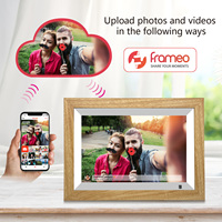 Marco de Fotos Digital Wifi Woden Frameo de 10.1 Pulgadas, Marcos Digitales Multicolor para Videos e Imágenes, con Carcasa de Madera