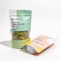 MOQ 500 Sachets en plastique refermables imprimés par gravure pour emballage alimentaire, avec fenêtre transparente